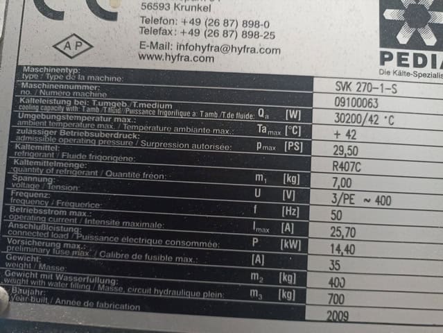 Chiller HYFRA SVK 270–1‑S SKiC