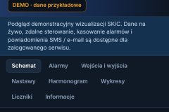 Wizualizacja centrali wentylacyjnej na telefonie, widok w przeglądarce