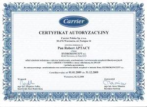 Certyfikat CARRIER 2009